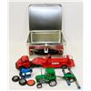 Image 1 : LUNCH BOX WITH TOY TRACTOR AND VINTAGE FIRETRUCK