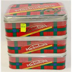 3 TINS OF MACKINTOSH'S CREAMY TOFFEE