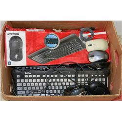 BOX OF UNTESTED STORAGE UNIT MICE & KEYBOARDS