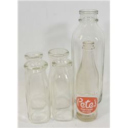 VINTAGE LOT OF ASSORTED MILK BOTTLES AND