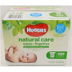 CASE OF 368 HUGGIES NATURAL CARE WIPES