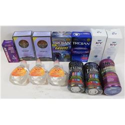BAG OF ASSORTED CONDOMS AND LUBRICANTS
