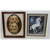 Image 1 : PAIR OF PAPER TOLE WALL ART INCLUDES UNICORN & DOG