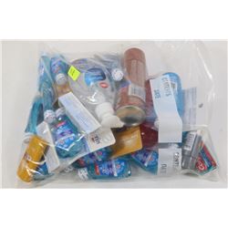 BAG OF CREST TRAVEL MOUTH WASH, HAND SANITIZER,