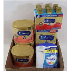 BOX OF ASSORTED ENFAMIL BABY FOOD/ FORMULA