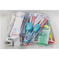 LARGE BAG OF TOOTHBRUSHES AND OTHER DENTAL