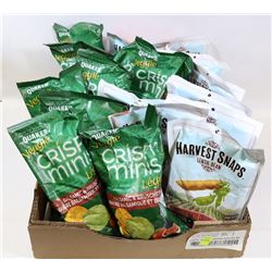 BOX OF LENTIL CRIPS AND CRISPY MINIS