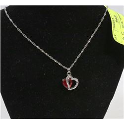 LADIES 3D HEART PENDANT AND NECKLACE SET