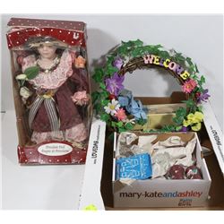 LOT OF HOME ITEMS  INCLUDING WELCOME WREATH,