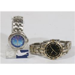2 MENS QUARTZ STAINLESS STEEL WATCHES.