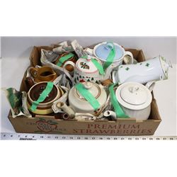 6 TEAPOTS - CREAM & SUGAR BOWLS MARKED ENGLAND 522