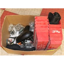 LOT WITH SEAT, RAIN PANTS, PACKING TAPE, ASST DECK