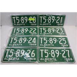 LOT OF 8, NEW OLD STOCK 1968 ALBERTA  LICENSE