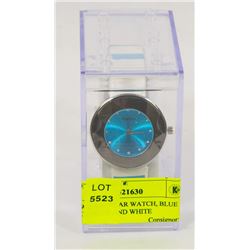 NEW SHAGWEAR WATCH, BLUE FACE, BLUE AND WHITE