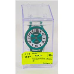 NEW SHAGWEAR WATCH, GREEN METAL BAND