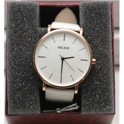 NEW KEZZIE LADIES WATCH WHITE STRAP.