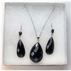 Image 1 : 10)  BLACK STONE PEAR SHAPED BRIOLETTE