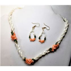 13)  FRESHWATER PEARL, CORAL & JADE