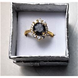 5)  GOLD TONE  CLEAR CRYSTAL & GREY