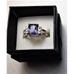 8)  EMERALD CUT NATURAL AMETHYST & CLEAR