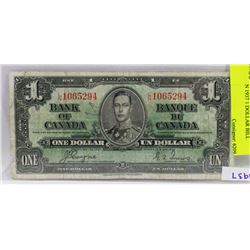 CANADIAN 1937 1 DOLLAR BILL