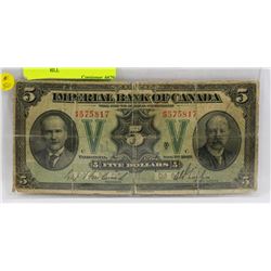 1923 IMPERIAL BANK OF CANADA 5 DOLLAR BILL