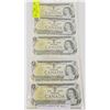Image 1 : LOT OF 5 SEQUENTIAL 1973 1 DOLLAR BILLS