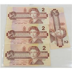LOT OF FOUR 1986 2$ BILLS