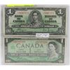 Image 1 : LOT OF 2 CANADIAN 1 DOLLAR BILLS, 1967, 1937