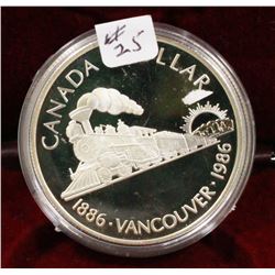 1986 TRAIN PROOF CANADA SILVER DOLLAR