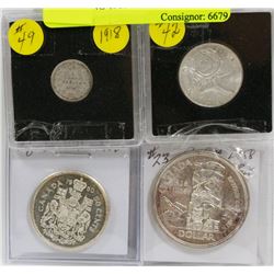 LOT OF 4 CANADIAN COINS, INCLUDING 1960 50 CENT