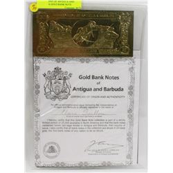 GOVERNMENT OF ANTIGUA AND BARBUDA GOLD BANK NOTE