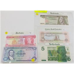 LOT OF 5  WORLD PAPER MONEY