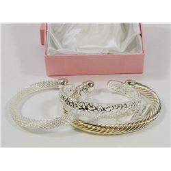 NEW 3PC SILVER PLATED BRACELET ASSORTED STYLES.