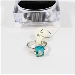NEW STERLING SILVER RING CUBIC BLUE STONE