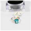 Image 1 : NEW STERLING SILVER RING CUBIC BLUE STONE