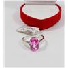 Image 1 : NEW STERLING SILVER RING CUBIC PINK STONE SIZE 7