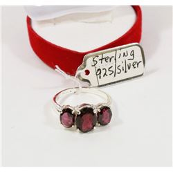 NEW STERLING SILVER RING GARNET STONES
