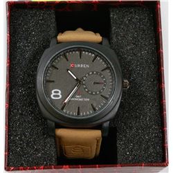 NEW CURREN MENS WATCH GENUINE LEATHER STRAP