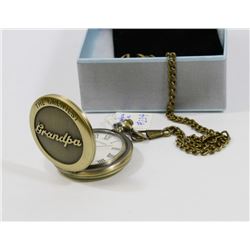 NEW BRONZE POCKET WATCH WITH CHAIN GRANDPA FACE