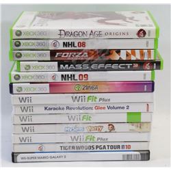 LOT OF VIDEO GAMES INCL XBOX 360 & WII