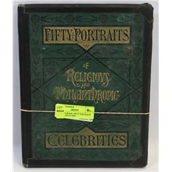 ANTIQUE BOOK, FIFTY PORTRAITS OF RELIGIOUS AND