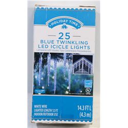 25 STRING BLUE TWINKLING LED ICICLE LIGHT SET