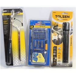 SET OF 3 SEALED TOLSEN ITEMS, 9 PC LONG ARM HEX