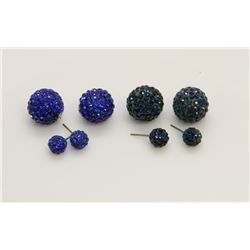 2 PAIRS OF NEW "DOUBLE THE FUN" SPARKLE BALLS STUD