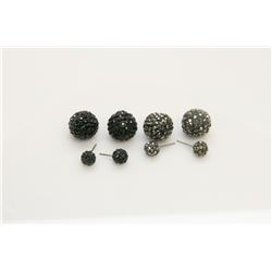 2 PAIRS OF NEW "DOUBLE THE FUN" SPARKLE BALLS STUD