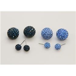2 PAIRS OF NEW "DOUBLE THE FUN" SPARKLE BALLS STUD