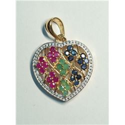 3) TWO-TONE STERLING SILVER GEMSTONE PENDANT