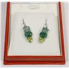 Image 1 : 12) STERLING SILVER EMERALD PERIDOT EARRINGS