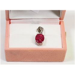 17) STERLING SILVER RUBY DIAMOND PENDANT
